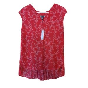 Chelsea28 Women’s Red Poinsettia Feather Pam Sleeveless Top Size S